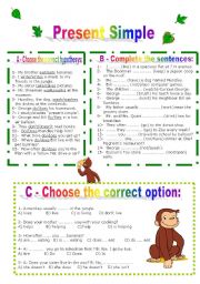 English Worksheet: Curious George 2 - Present Simple