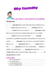 English Worksheet: My family