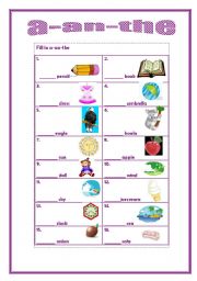 English Worksheet: a-an-the