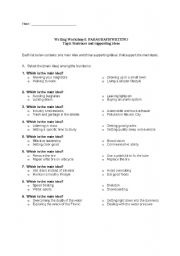 English Worksheet: TOPIC SENTENCES - Main idea & Topic Sentence Practice