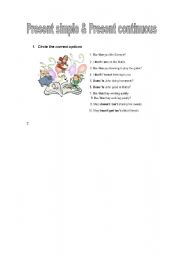 English worksheet: present simple & present continous 