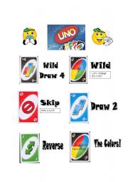 English Worksheet: Flashcard to help your students to play UNO