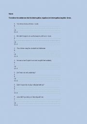 English worksheet: simple past (3)