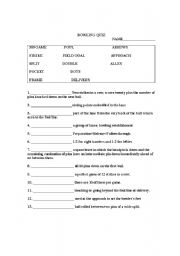 English worksheet: Bowling Vocabulary Quiz