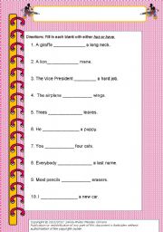 English Worksheet: Has or Have