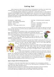 English Worksheet: eating out