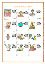 English Worksheet: DAILY ROUTINES AND HOURS