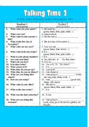 English Worksheet: Talking Time 2