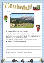 English Worksheet: TV: Can you live without it? - part 1