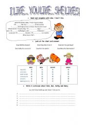 English Worksheet: Likes and dislikes