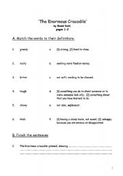 English Worksheet: The enormous crocodile worksheet pages 1-2