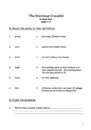 English worksheet: The enormous crocodile worksheet pages 1-2