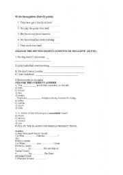 English Worksheet: write the negatives