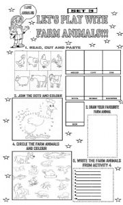 English Worksheet: FARM ANIMALS FUN FOR CHILDREN/SET 3