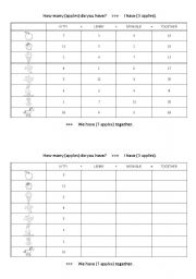 English worksheet: How many (apples) do you have?