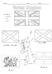 English Worksheet: United Kingdom Flags