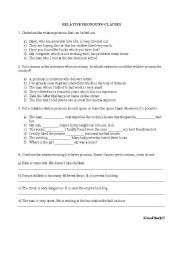 English Worksheet: Relative clauses