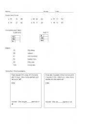English worksheet: The numbers
