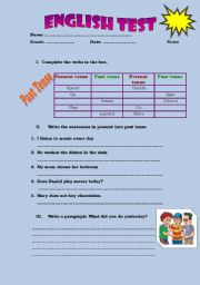 English Worksheet: past simple tense