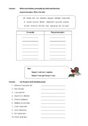 English worksheet: Physical Description