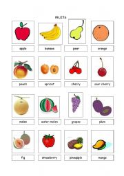Different kinds of fruit, with a warming up, while , post activity plan. 