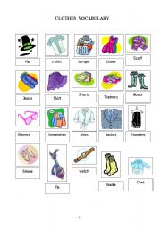 Clothes vocabulary sheet with a lesson plan. 