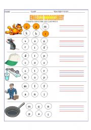 English worksheet: english worksheet for three letter words