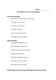 English Worksheet: City Mouse, Country Mouse 