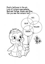 English Worksheet: Pretty Balloons. 