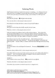 English Worksheet: Reference Words (TOEFL)