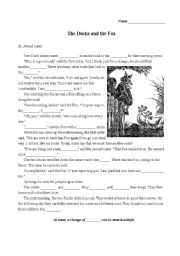 English Worksheet: The Ducks and Fox dictation