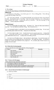 English Worksheet: Homepage writing