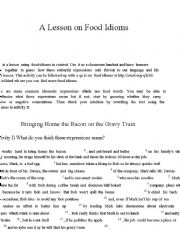 English Worksheet: Food Idioms