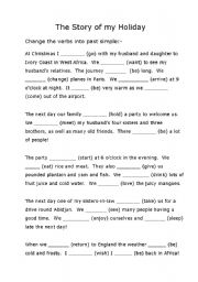 English worksheet: The Story of My Holiday
