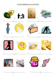 English Worksheet: FALSE FRIENDS/COGNATES (Spanish-English)