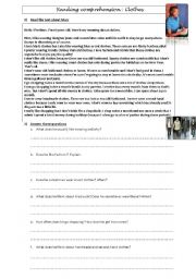 English Worksheet: Reading - Clothes  + questions - Introduction to a discussion and a written exercise - Present simple