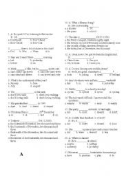 English worksheet: elementary revision  multiple choice