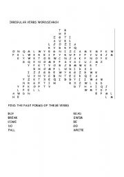 English worksheet: Irregular verbs wordsearch with key