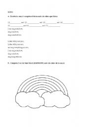 English worksheet: Rainbow song -filling in the gaps