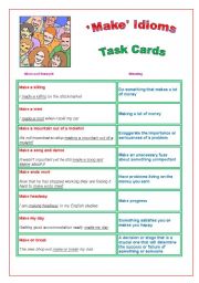 Make Idioms : Task Cards