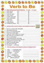 English Worksheet: Verb to be 