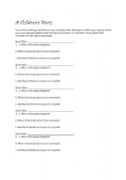 English Worksheet: Warm-up for writing a childrens story and assignment outline