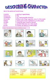 English Worksheet: describing character