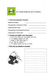 English worksheet: work on pandas