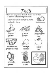 English Worksheet: Fruits 