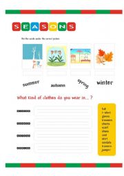 English Worksheet: Seasons and Clothes