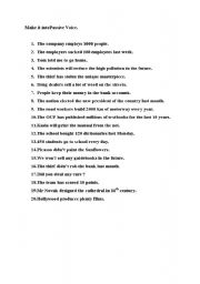 English Worksheet: Passive Voice transformation