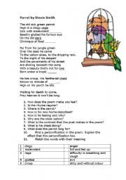 English Worksheet: Poem Parrot by Stevie Smith