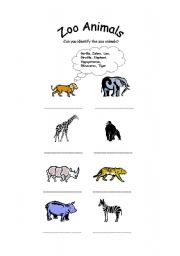 English Worksheet: Zoo Animals