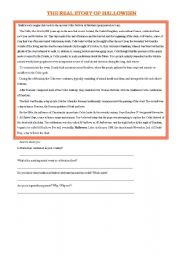 English Worksheet: the real story of Halloween